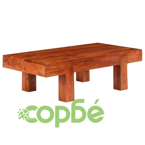 Маса за кафе масивно акациево дърво с меден финиш 100x50x30 см ➤ топ цена ➤ sorbe.bg