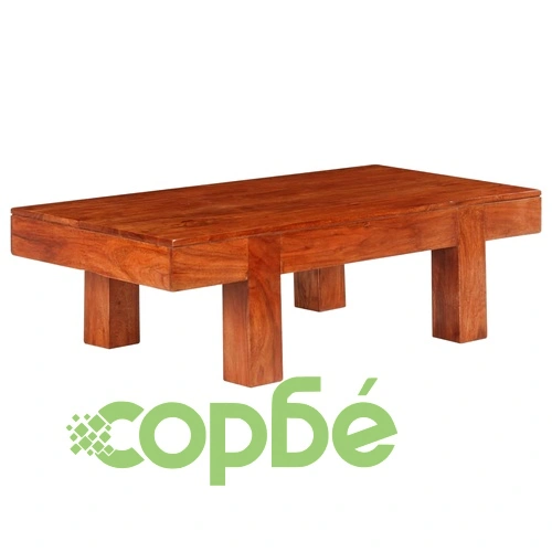 Маса за кафе масивно акациево дърво с меден финиш 100x50x30 см ➤ топ цена ➤ sorbe.bg