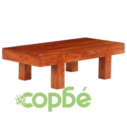 Маса за кафе масивно акациево дърво с меден финиш 100x50x30 см ➤ топ цена ➤ sorbe.bg
