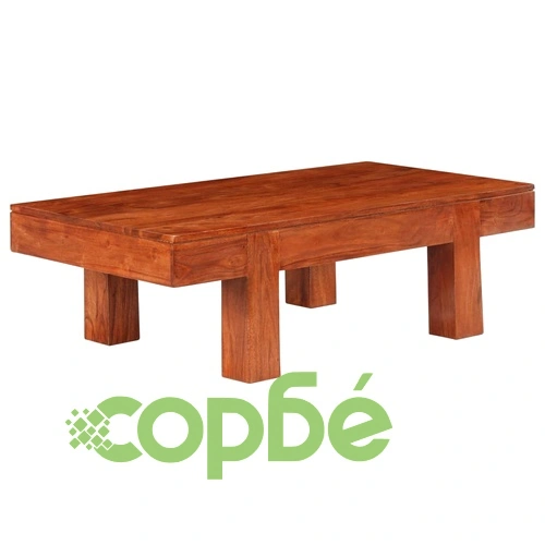 Маса за кафе масивно акациево дърво с меден финиш 100x50x30 см ➤ топ цена ➤ sorbe.bg
