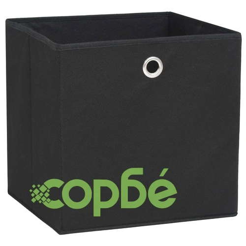 Кутии за съхранение, 10 бр, нетъкан текстил, 32x32x32 см, черни ➤ топ цена ➤ sorbe.bg