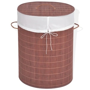 Бамбуков кош за пране, овален, кафяв
