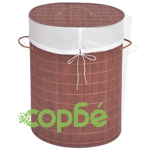 Бамбуков кош за пране, овален, кафяв ➤ топ цена ➤ sorbe.bg