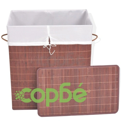 Бамбуков кош за пране, правоъгълен, кафяв ➤ топ цена ➤ sorbe.bg