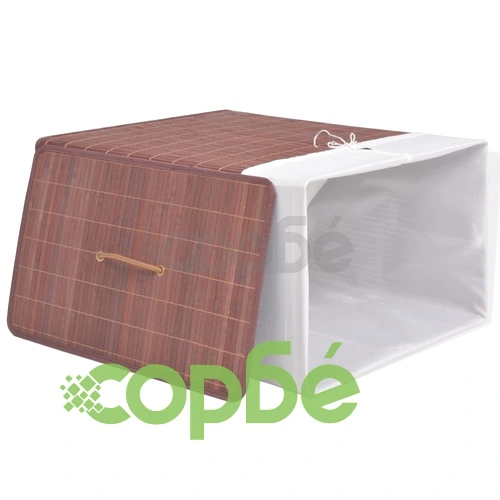 Бамбуков кош за пране, правоъгълен, кафяв ➤ топ цена ➤ sorbe.bg