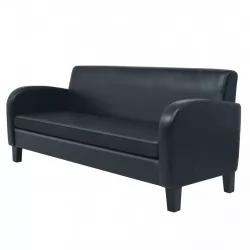3-местен диван, изкуствена кожа, черен