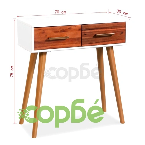 Конзолна маса, акациево дърво масив, 70x30x75 cм ➤ топ цена ➤ sorbe.bg