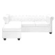 Г-образен Честърфийлд диван изкуствена кожа бял