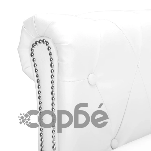 Г-образен Честърфийлд диван изкуствена кожа бял ➤ топ цена ➤ sorbe.bg