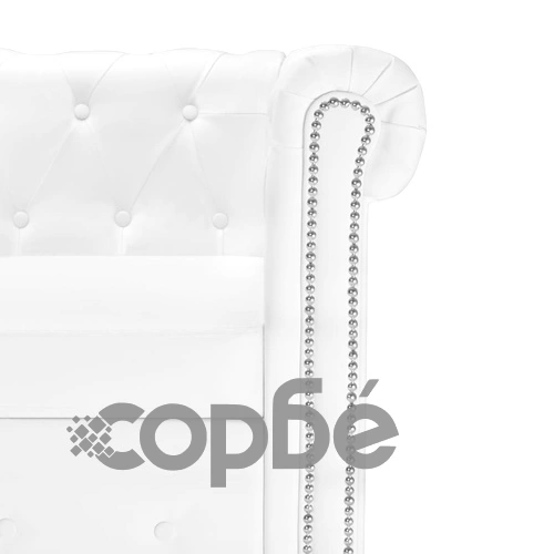 Г-образен Честърфийлд диван изкуствена кожа бял ➤ топ цена ➤ sorbe.bg