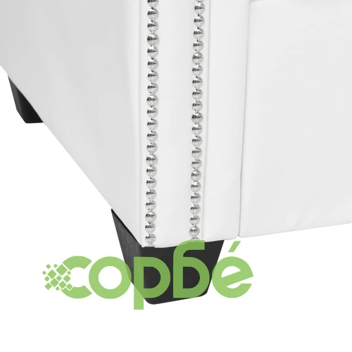 Г-образен Честърфийлд диван изкуствена кожа бял ➤ топ цена ➤ sorbe.bg