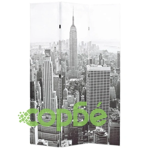 Сгъваем параван за стая, 120x170 см, дневен Ню Йорк, черно-бял ➤ топ цена ➤ sorbe.bg