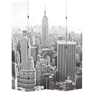 Сгъваем параван за стая, 160x170 см, дневен Ню Йорк, черно-бял