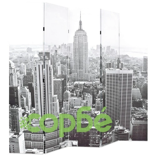 Сгъваем параван за стая, 200x170 см, дневен Ню Йорк, черно-бял ➤ топ цена ➤ sorbe.bg