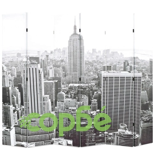 Сгъваем параван за стая, 228x170 см, дневен Ню Йорк, черно-бял ➤ топ цена ➤ sorbe.bg