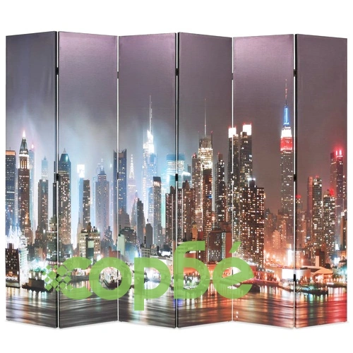 Сгъваем параван за стая, 228x170 см, нощен Ню Йорк ➤ топ цена ➤ sorbe.bg