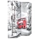 Сгъваем параван за стая, 160x170 см, автобус Лондон, черно-бял