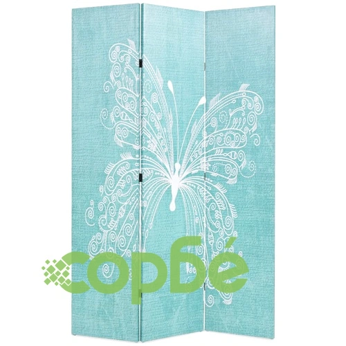 Сгъваем параван за стая, 120x170 см, пеперуда, син ➤ топ цена ➤ sorbe.bg