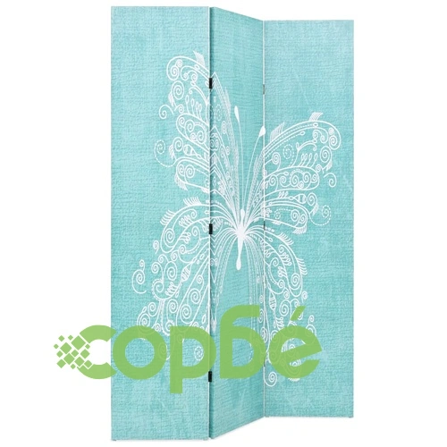 Сгъваем параван за стая, 120x170 см, пеперуда, син ➤ топ цена ➤ sorbe.bg