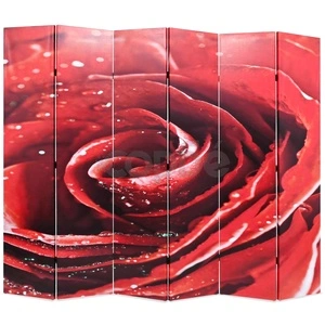Сгъваем параван за стая, 228x170 см, роза, червен