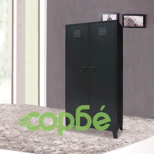 Гардероб метален, индустриален стил, 90x40x180 см, черен ➤ топ цена ➤ sorbe.bg