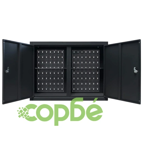 Стенен шкаф за инструменти, метал, 80x19x60 см, черен ➤ топ цена ➤ sorbe.bg