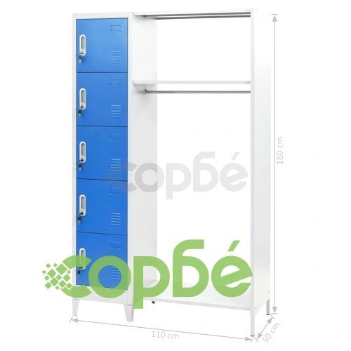 Заключващ шкаф със закачалка синьо и сиво 110x45x180 cм метал на топ цена от sorbe.bg Заключващ шкаф със закачалка синьо и сиво 110x45x180 cм метал ➤ топ цена ➤ sorbe.bg