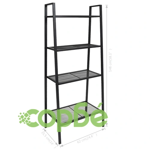 Стълба библиотека, 4 рафта, метал, черна ➤ топ цена ➤ sorbe.bg