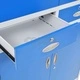 Офис шкаф с 4 врати, метал, 90x40x180 cм, сиво и синьо Офис шкаф с 4 врати, метал, 90x40x180 cм, сиво и синьо