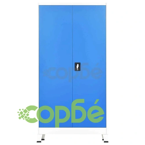 Заключващ се шкаф с 2 врати, метал, 90x40x180 cм, сиво и синьо на топ цена от sorbe.bg Заключващ се шкаф с 2 врати, метал, 90x40x180 cм, сиво и синьо ➤ топ цена ➤ sorbe.bg