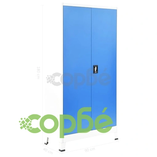Заключващ се шкаф с 2 врати, метал, 90x40x180 cм, сиво и синьо на топ цена от sorbe.bg Заключващ се шкаф с 2 врати, метал, 90x40x180 cм, сиво и синьо ➤ топ цена ➤ sorbe.bg