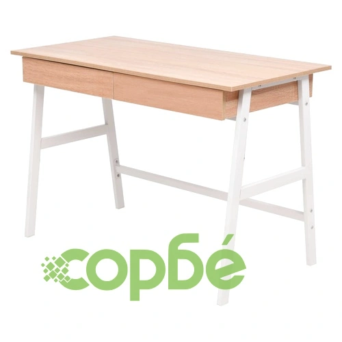 Бюро, 110x55x75 см, дъб и бяло ➤ топ цена ➤ sorbe.bg