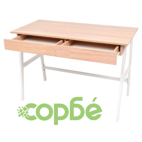 Бюро, 110x55x75 см, дъб и бяло ➤ топ цена ➤ sorbe.bg