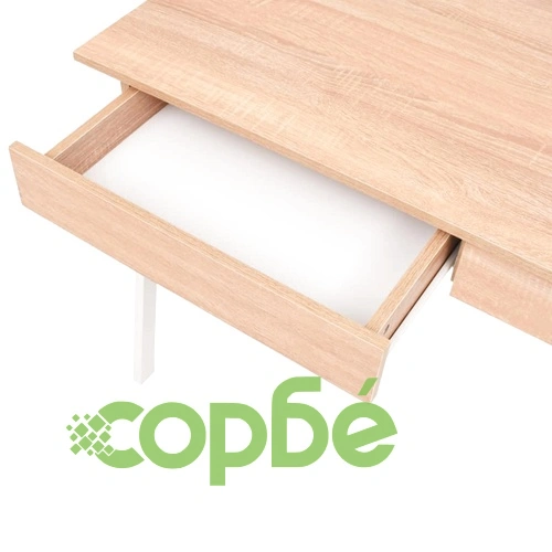 Бюро, 110x55x75 см, дъб и бяло ➤ топ цена ➤ sorbe.bg