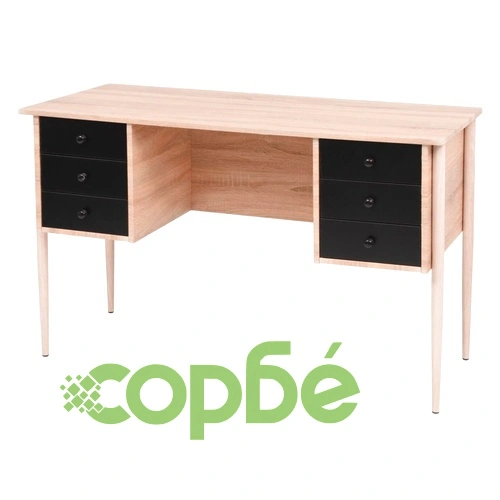 Писалище с чекмеджета, 120x55x76 см, дъб и черно ➤ топ цена ➤ sorbe.bg