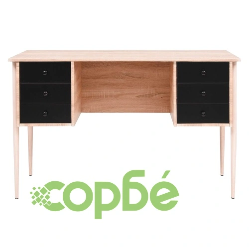 Писалище с чекмеджета, 120x55x76 см, дъб и черно ➤ топ цена ➤ sorbe.bg