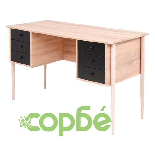Писалище с чекмеджета, 120x55x76 см, дъб и черно ➤ топ цена ➤ sorbe.bg