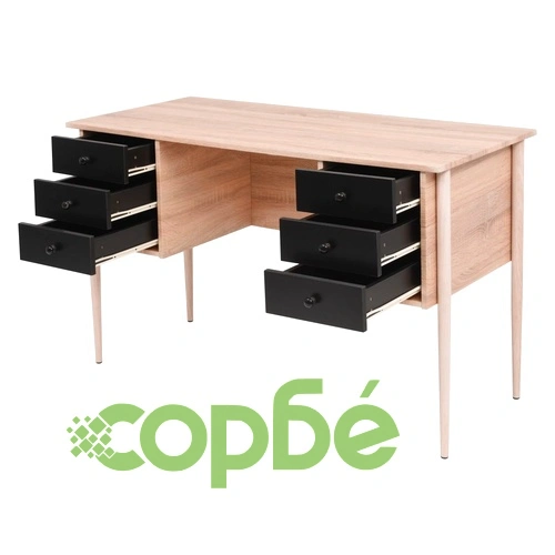 Писалище с чекмеджета, 120x55x76 см, дъб и черно ➤ топ цена ➤ sorbe.bg