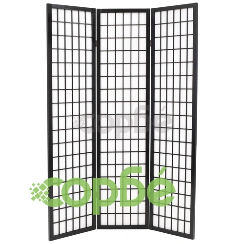 Параван за стая, 3 панела, японски стил, 120х170 cм, черен ➤ топ цена ➤ sorbe.bg
