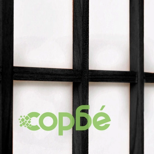 Параван за стая, 4 панела, японски стил, 160х170 cм, черен ➤ топ цена ➤ sorbe.bg