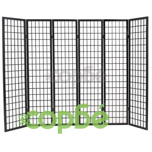 Параван за стая, 6 панела, японски стил, 240х170 cм, черен ➤ топ цена ➤ sorbe.bg