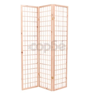 Параван за стая, 3 панела, японски стил, 120х170 cм, естествен