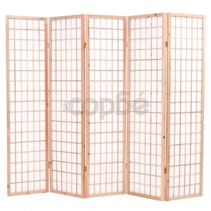 Параван за стая, 5 панела, японски стил, 200х170 cм, естествен