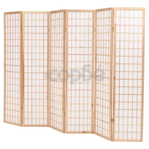 Параван за стая, 6 панела, японски стил, 240х170 cм, естествен ➤ топ цена ➤ sorbe.bg