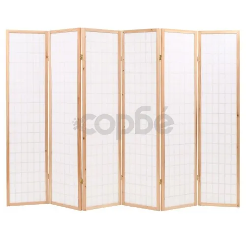 Параван за стая, 6 панела, японски стил, 240х170 cм, естествен ➤ топ цена ➤ sorbe.bg