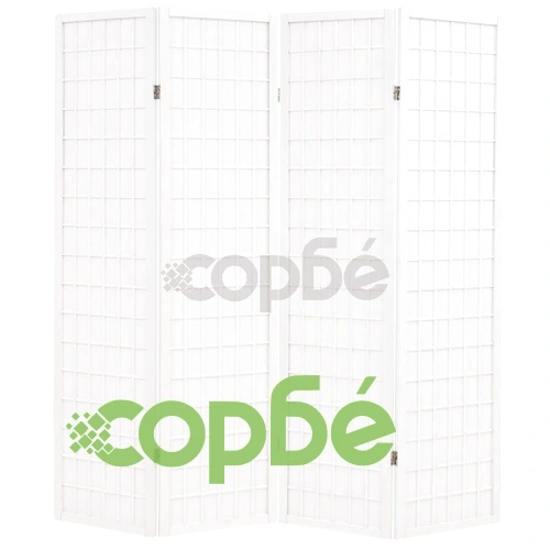 Параван за стая, 4 панела, японски стил, 160х170 cм, бял ➤ топ цена ➤ sorbe.bg