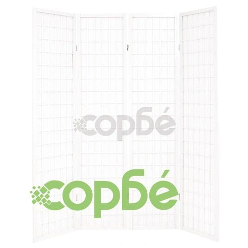 Параван за стая, 4 панела, японски стил, 160х170 cм, бял ➤ топ цена ➤ sorbe.bg