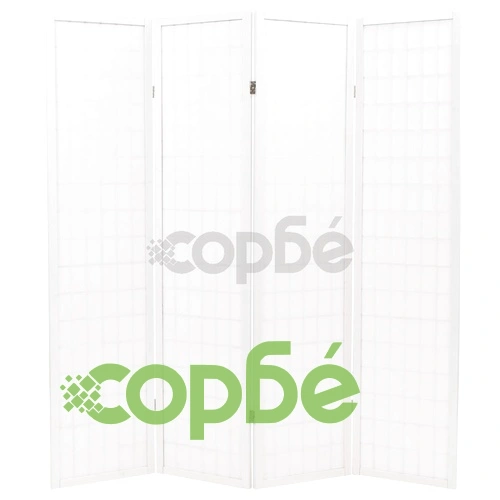 Параван за стая, 4 панела, японски стил, 160х170 cм, бял ➤ топ цена ➤ sorbe.bg