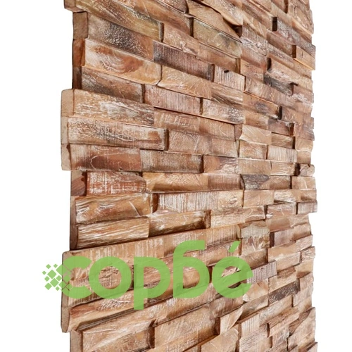 3D стенни облицовъчни панели, 10 бр, тик масив, 1 м² ➤ топ цена ➤ sorbe.bg