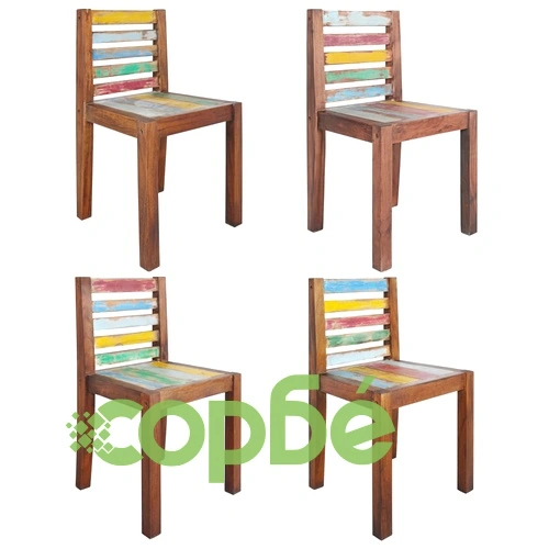 Трапезни столове, 4 бр, регенерирано масивно дърво от лодки ➤ топ цена ➤ sorbe.bg